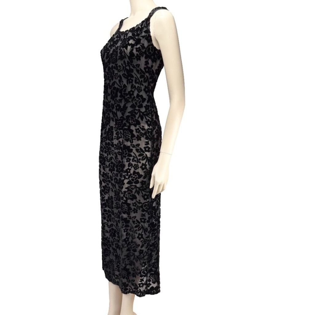 The Unbranded Brand VINTAGE Velvet Back Slit Sheat Fitted Long Dress sz S Ptp Size M / US 6-8 / IT 42-44 - 2 Thumbnail