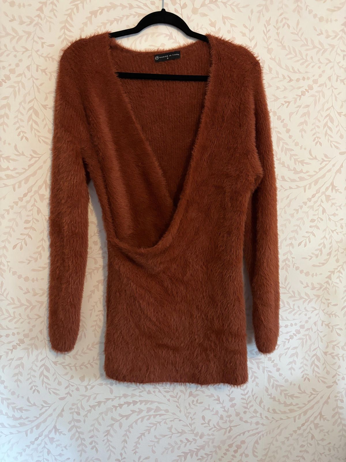 Designer FTF Fashion to Figure Plus Size Orange Fuzzy Wrap Sweater Size XL / US 12-14 / IT 48-50 - 3 Thumbnail