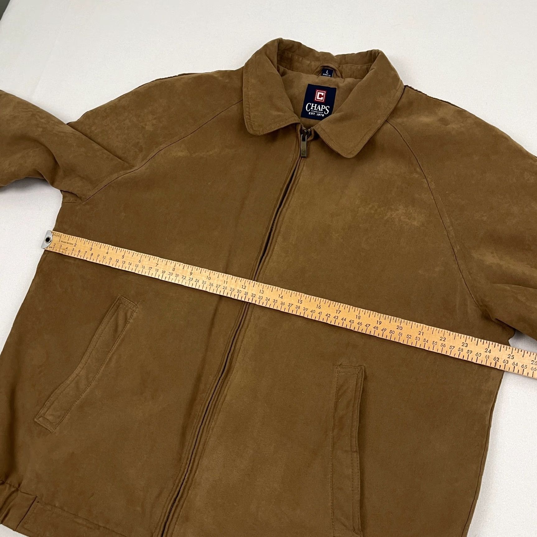 Chaps Chaps Jacket Mens L Brown Faux Suede Quilt Lined Grandpa Classic Bomber Full Zip Jacket Size US L / EU 52-54 / 3 - 5 Thumbnail