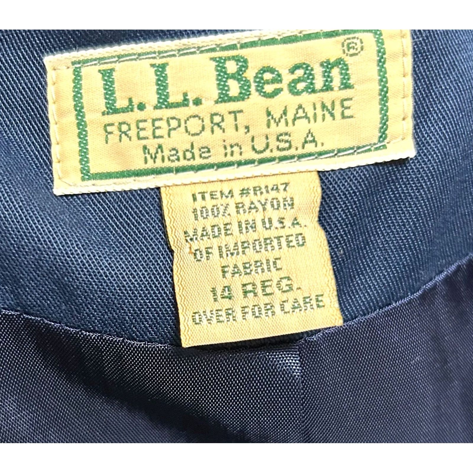 Vintage VINTAGE LLBean Navy Blue Blazer 14 Womens Single-Breasted 1-Button Notch Lapel Regular Fit 100% Rayon Made In USA 80s 90s Size XL / US 12-14 / IT 48-50 - 6 Thumbnail