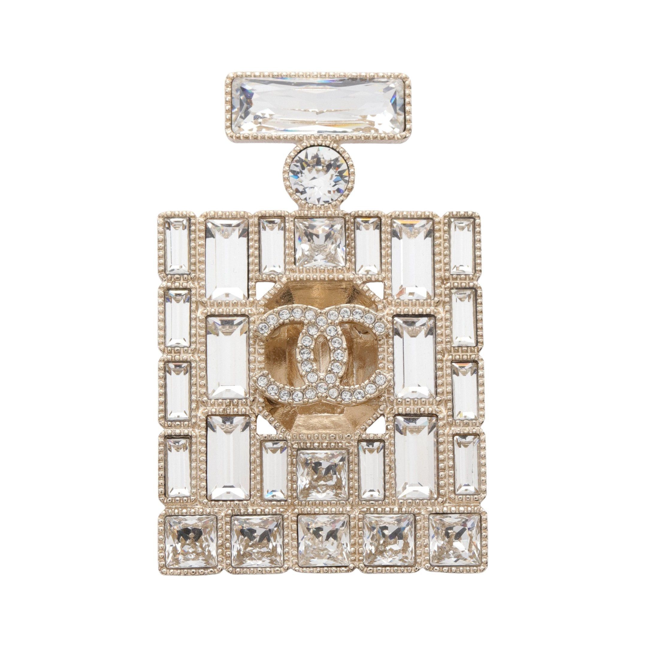Chanel Coco Mark Brooch Perfume Bottle Motif Gp Rhinestone Gold