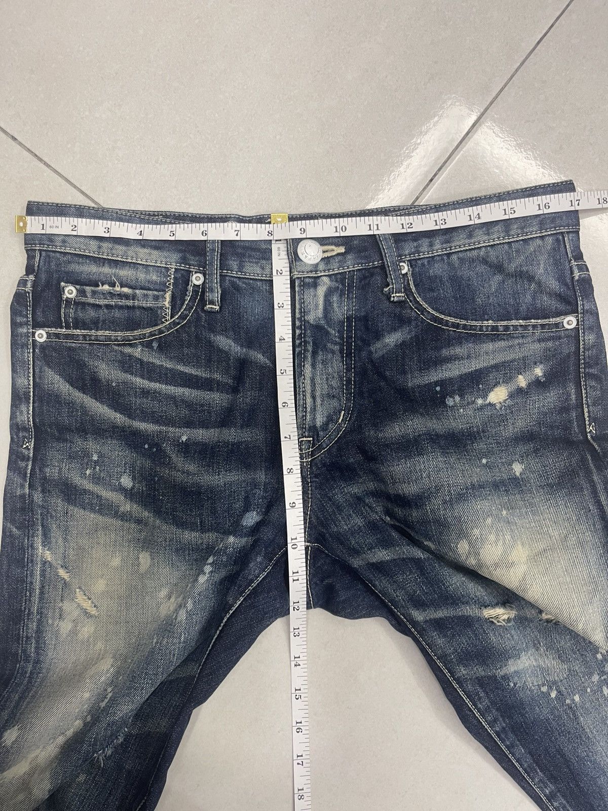 Vanquish Vanquish "Hello World" Paint Splatter Distressed Denim Size US 32 / EU 48 - 21 Thumbnail