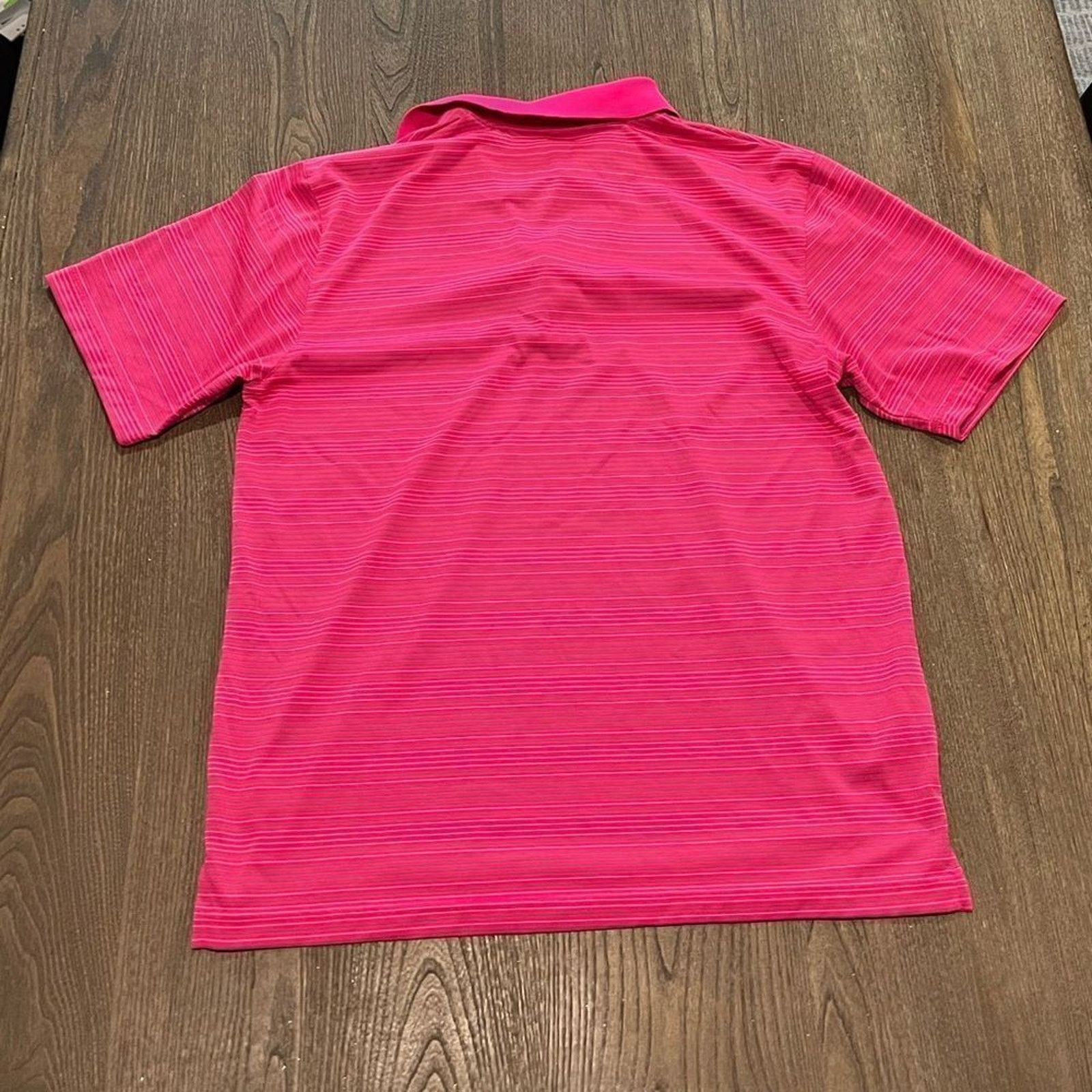 PGA Tour PGA Tour Mens Golf Short Sleeve Polo Pink Striped Size M Size US M / EU 48-50 / 2 - 4 Thumbnail