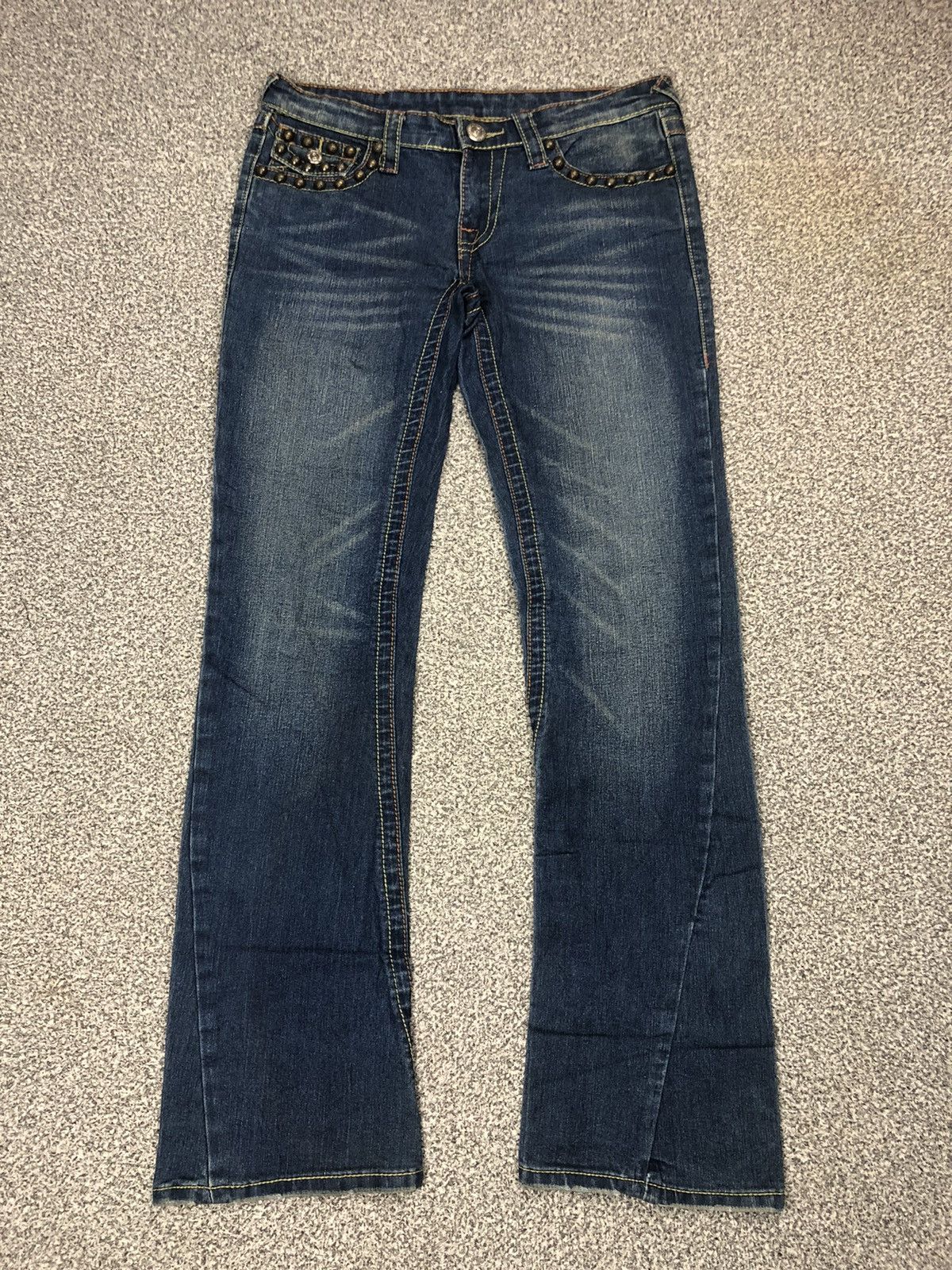 Japanese Brand Vintage True Religion Joey Studded Twisted Flare Jeans Size 32" / US 10 / IT 46 - 3 Thumbnail