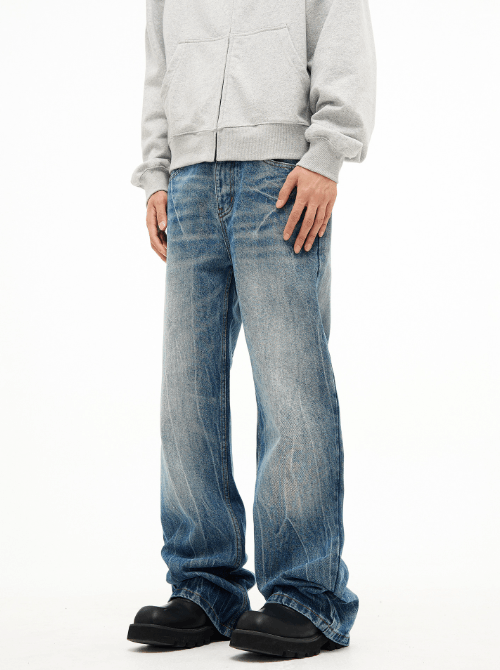 Japanese Brand × Jean Trendy lightning pattern washed retro cleanfit flared jeans Size US 32 / EU 48 - 2 Thumbnail