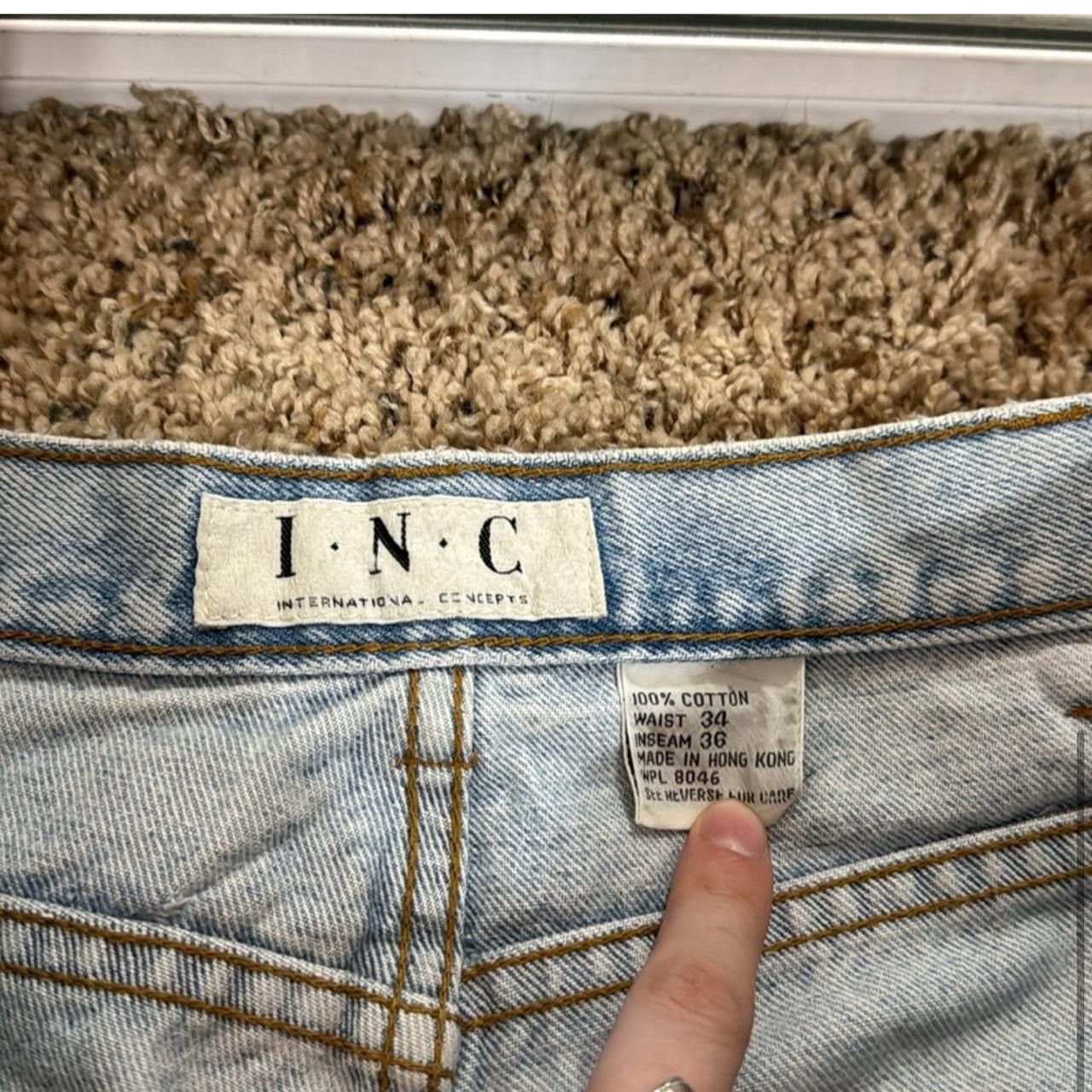 I.N.C × Vintage Vintage Light Blue Washed Distressed Denim Size US 34 / EU 50 - 3 Thumbnail