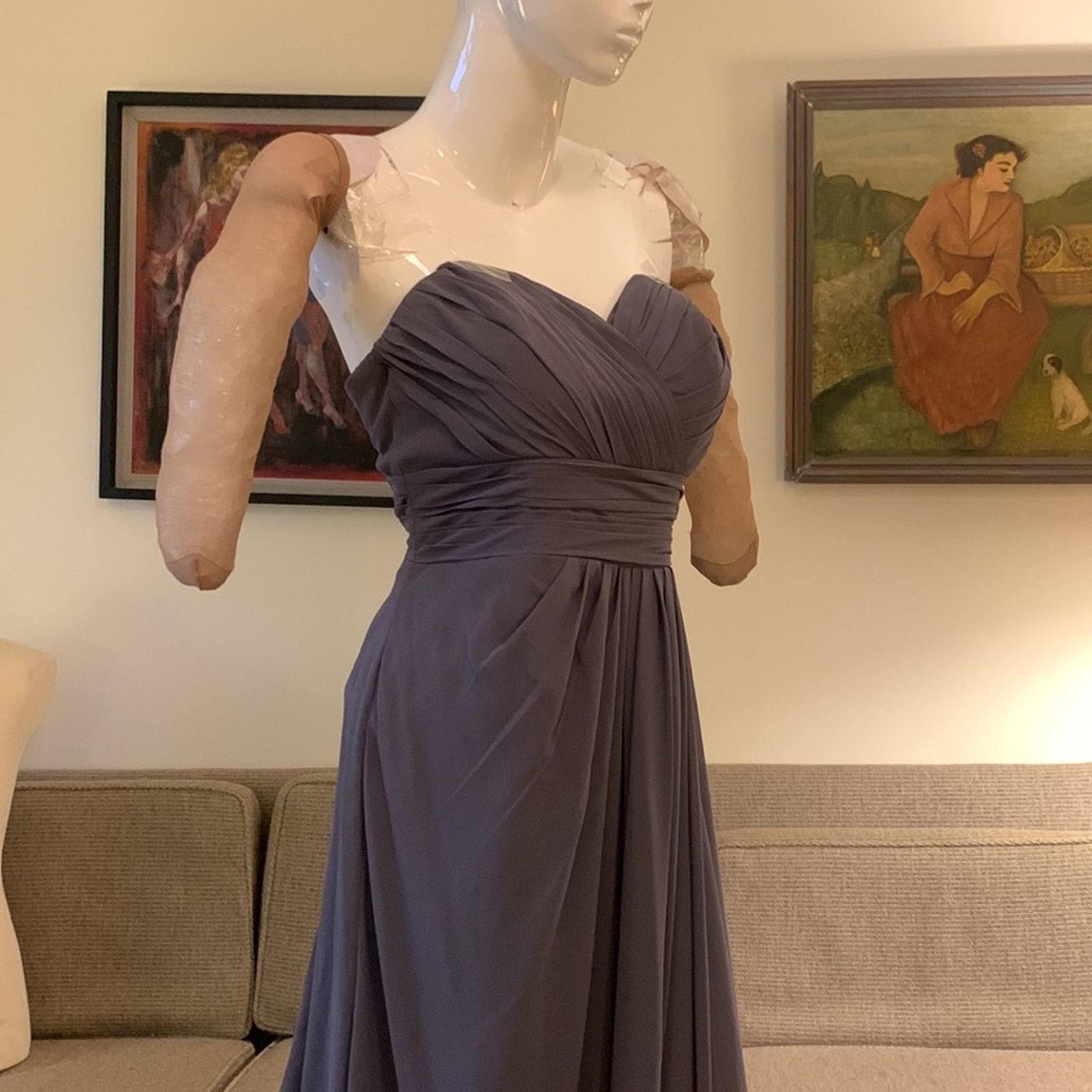 Vintage Bill Levkov dove gray chiffon Grecian gown prom bridesmaid Size M / US 6-8 / IT 42-44 - 7 Thumbnail