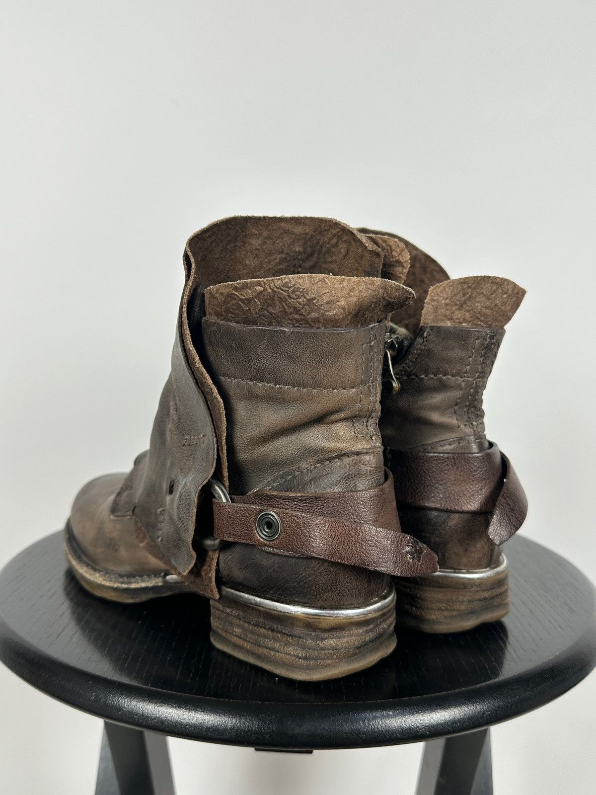 A.S.98 A.S.98. Airstep Brown Leather Buckle Biker Ankle Boots Size US 6 / IT 36 - 4 Thumbnail