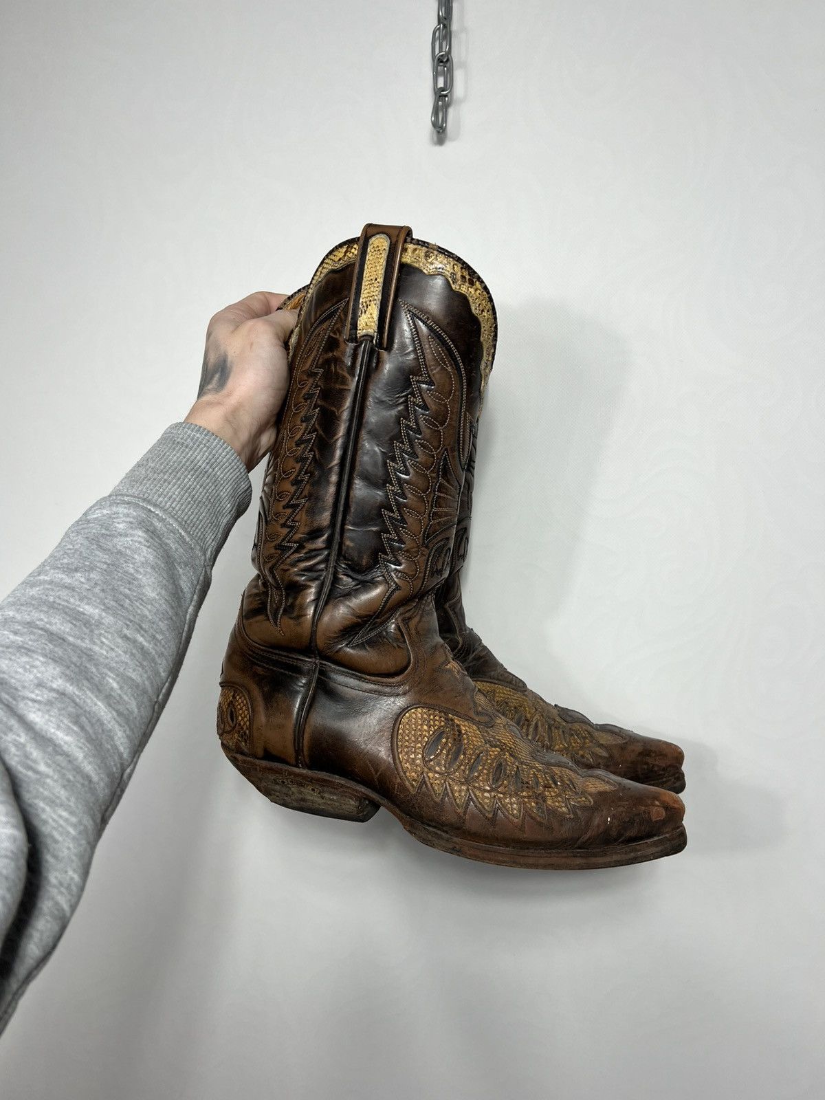 Vintage Vintage SENDRA Cowboy Leather Print Hand Tooled Boots Shoes Size US 10 / EU 43 - 1 Thumbnail