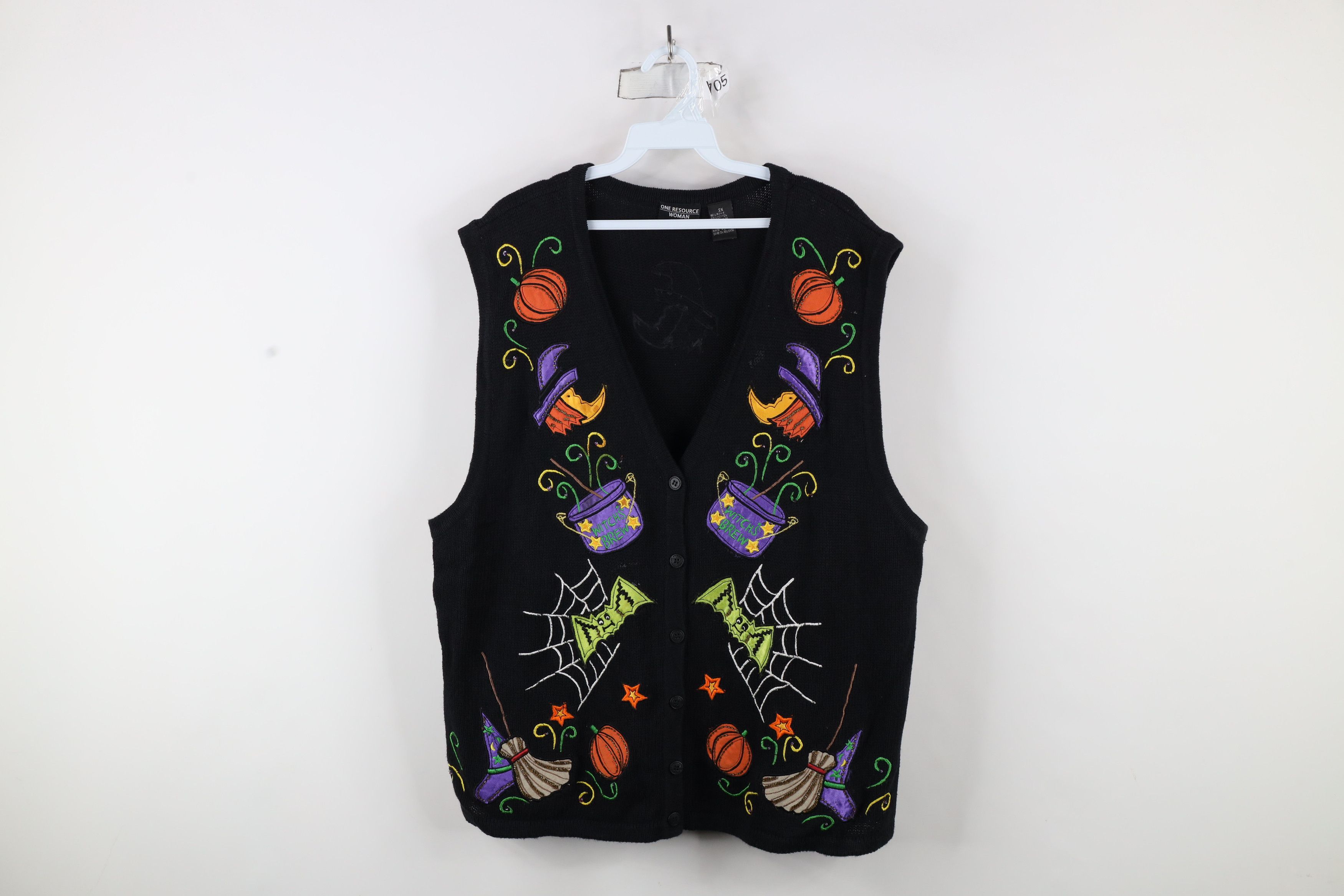 Vintage Vintage 90s Streetwear Witch Bat Cardigan Sweater Vest Black Size XXL / US 16-18 / IT 52-54 - 1 Thumbnail
