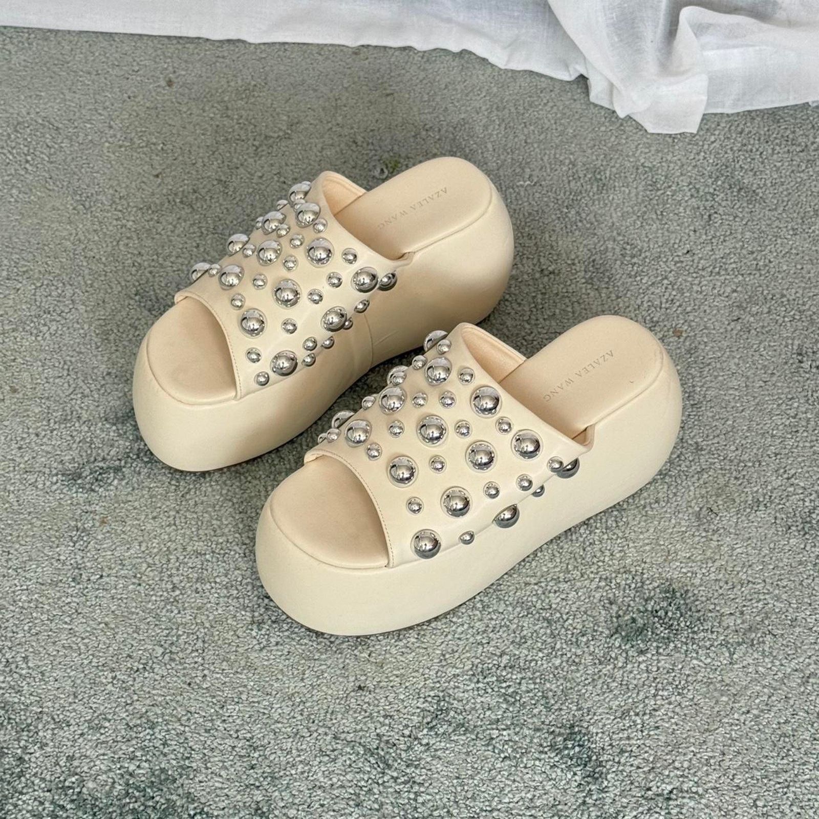 Azalea Wang ✿ studded chunky platform slides ✿ Size US 8.5 / IT 38.5 - 1 Thumbnail