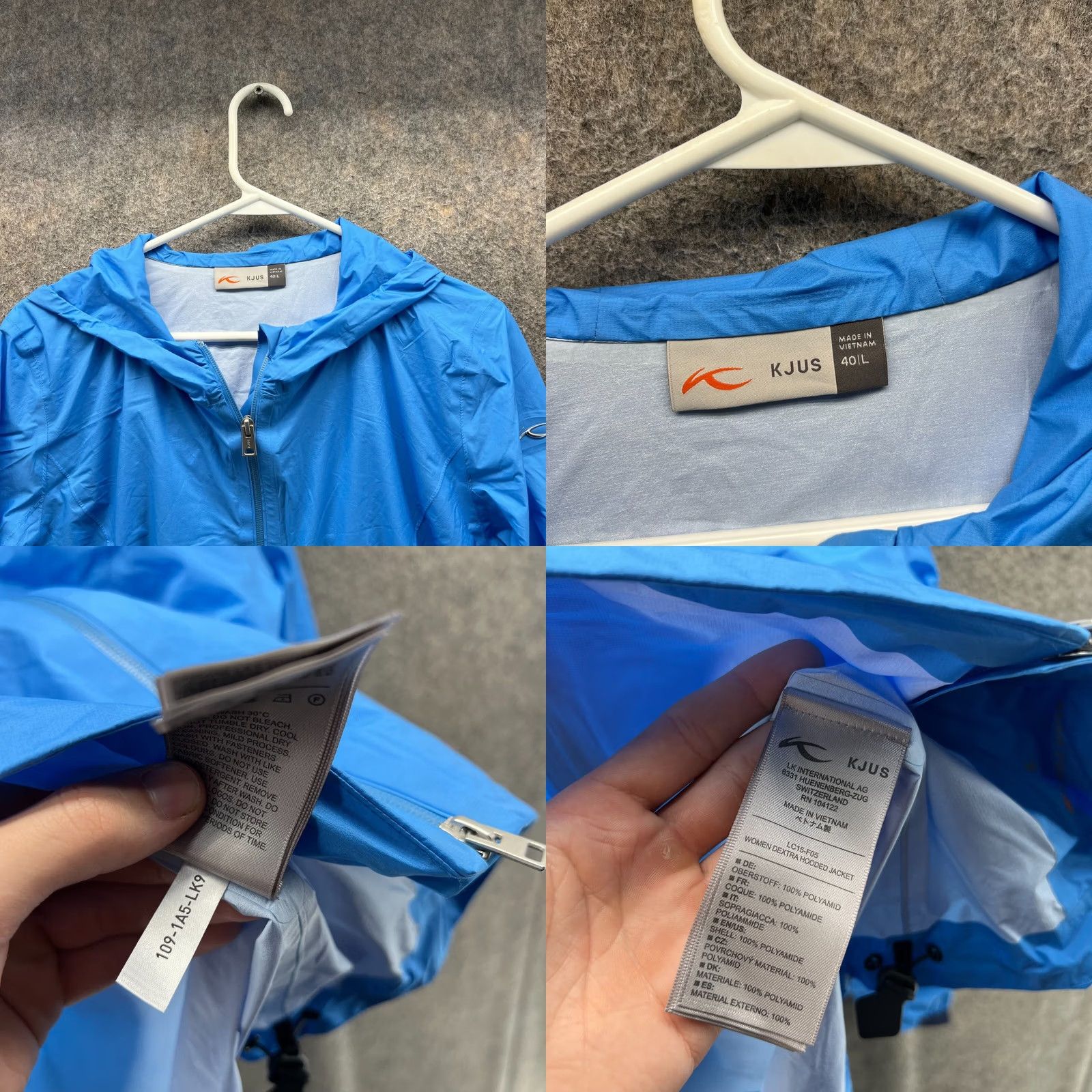 KJUS Kjus Jacket Women 40L Blue Full Zip Hooded Windbreaker Dextra Rain Coat Size S / US 4 / IT 40 - 8 Thumbnail