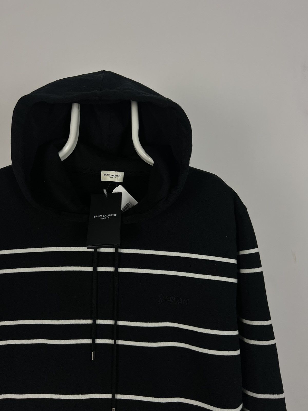 Designer × Saint Laurent Paris × Yves Saint Laurent Saint Laurent Striped Cotton Hoodie Size US L / EU 52-54 / 3 - 5 Thumbnail