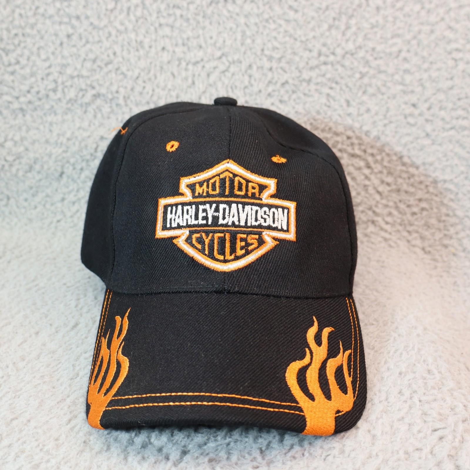 Other Vtg Harley Davidson Baseball Cap OSFM Black Orange Flames Size ONE SIZE - 2 Thumbnail