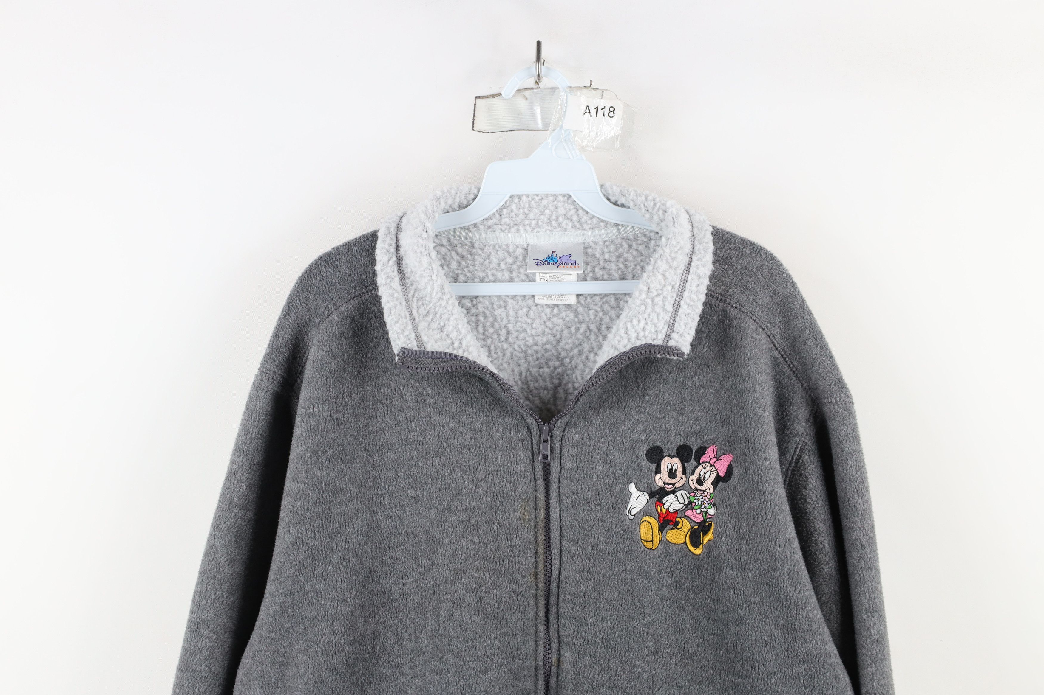 Disney × Vintage Vintage Disney Mickey Minnie Mouse Fleece Jacket Gray Size XXL / US 16-18 / IT 52-54 - 2 Thumbnail