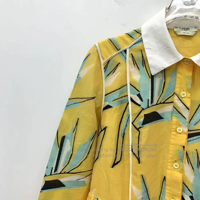 Fendi Fendi Yellow Floral Cotton Dress for Women . Size S / US 4 / IT 40 - 3 Thumbnail
