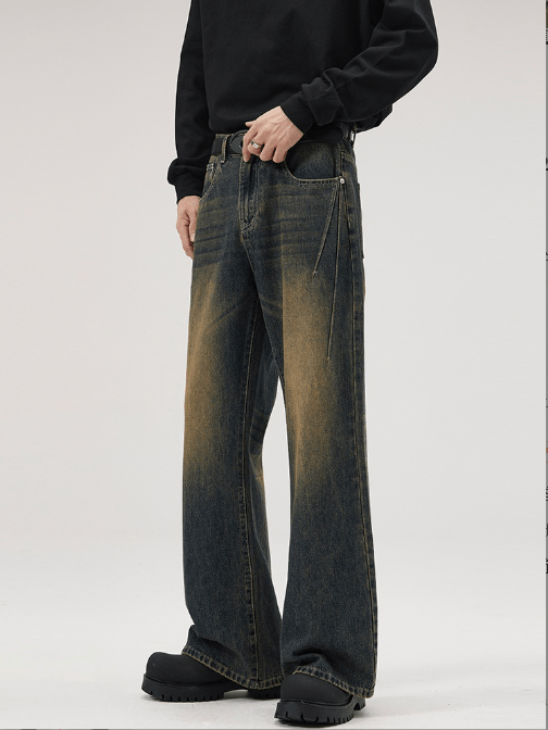 Japanese Brand Men's retro loose straight distressed flared jeans Size US 32 / EU 48 - 2 Thumbnail