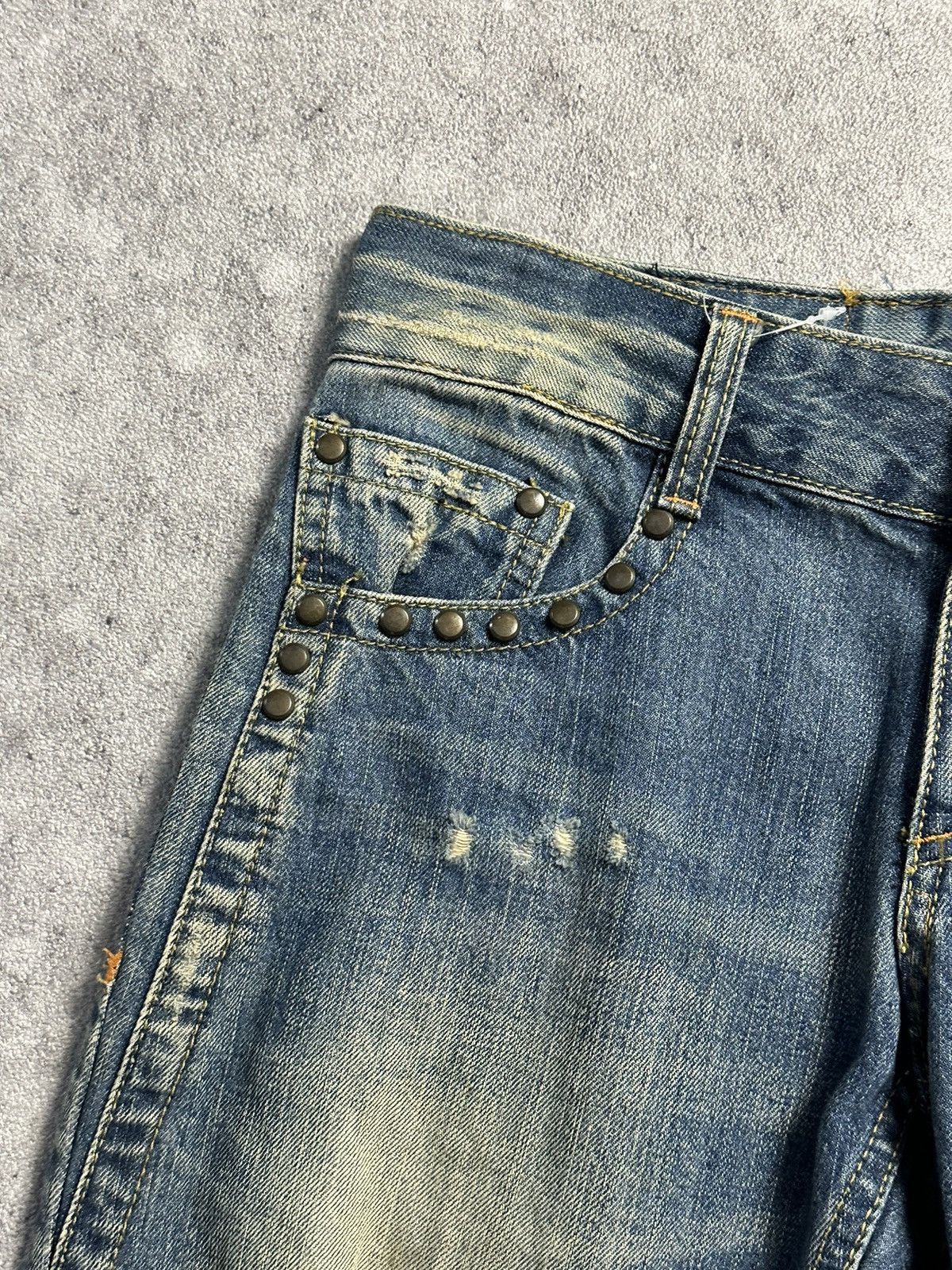 Tornado Mart 90s Japanese Lolita Distressed Studded Mud Wash Denim Jeans Size US 28 / EU 44 - 6 Thumbnail