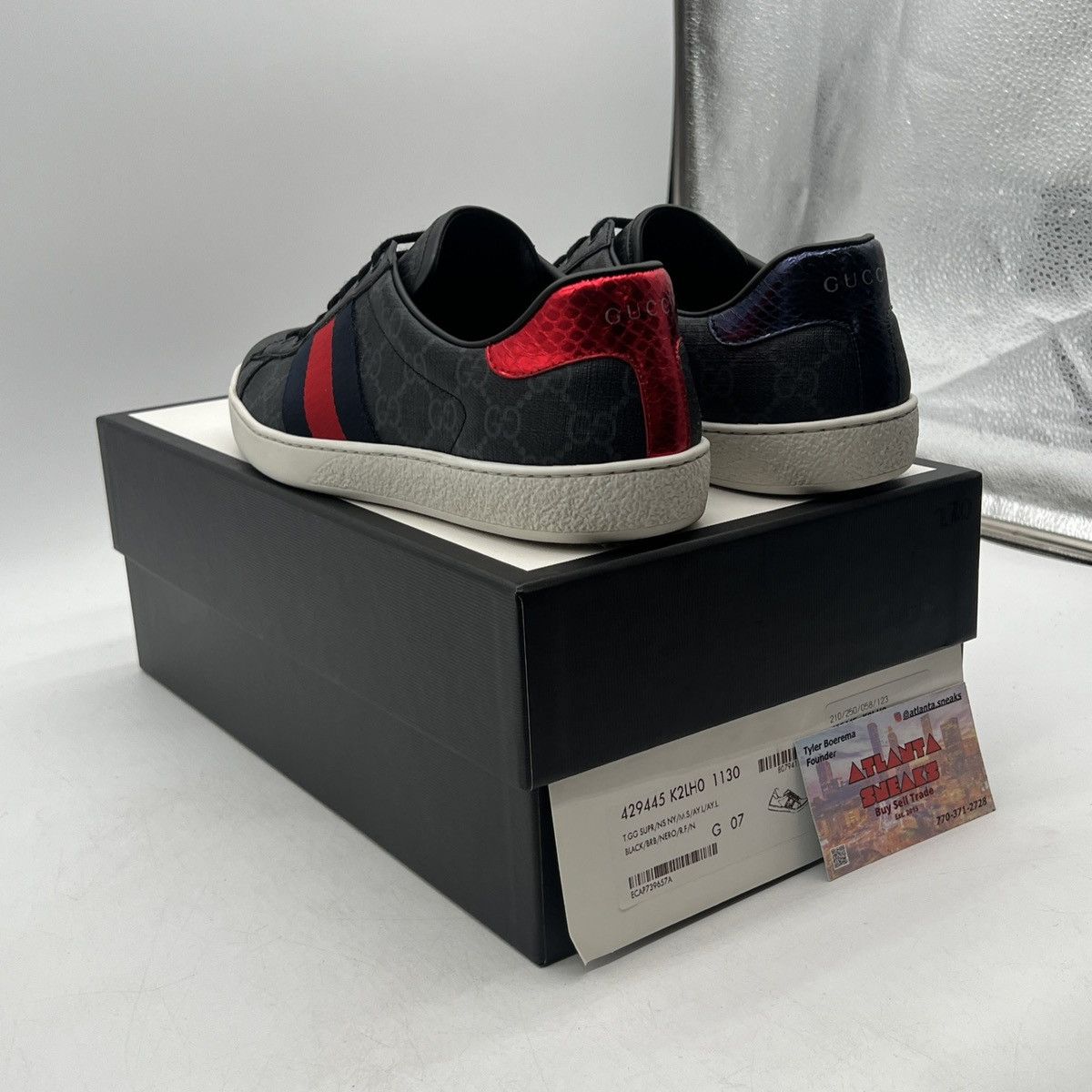 Gucci Gucci ace gg supreme black grey Size US 7.5 / EU 40-41 - 4 Thumbnail