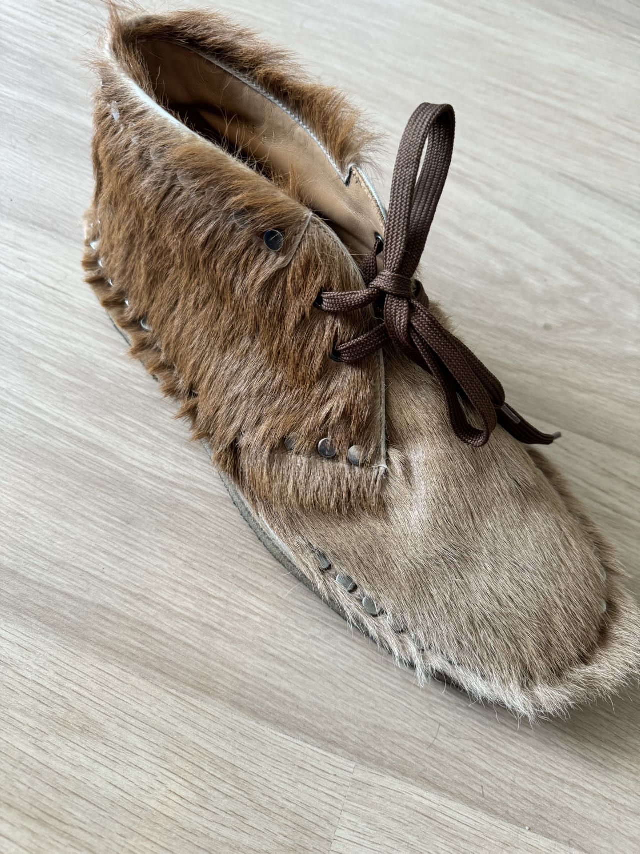 Prada Prada Pony Fur Lace-up Shoes Beige Size US 11 / EU 44 - 3 Thumbnail