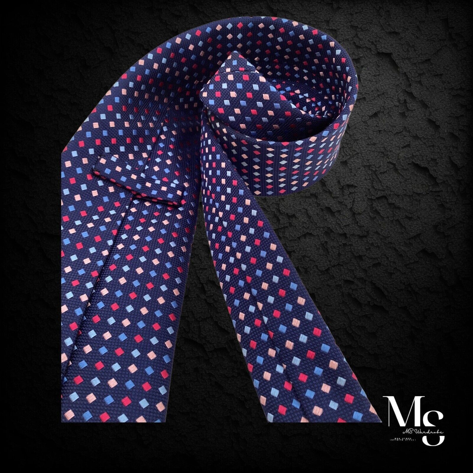 Charles Tyrwhitt CHARLES TYRWHITT XL Blue Gold Geometric Luxury Silk Tie W: 3 Size ONE SIZE - 3 Thumbnail