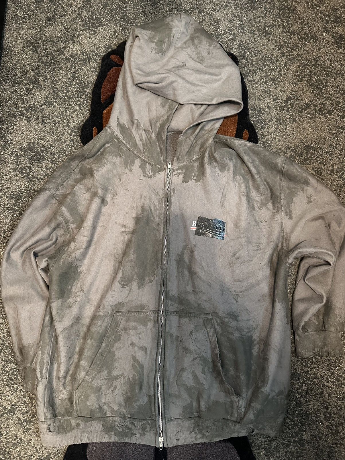 image of Balenciaga Grey Gaffer Zip Up, Men's (Size XL)