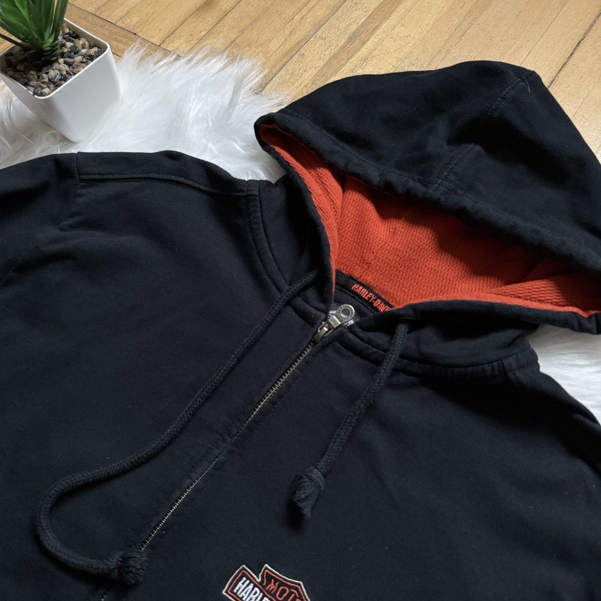 Harley Davidson 📌Vintage Harley Davidson Y2k Flame Sleeve Zip-Hoodie Large Size US L / EU 52-54 / 3 - 5 Thumbnail