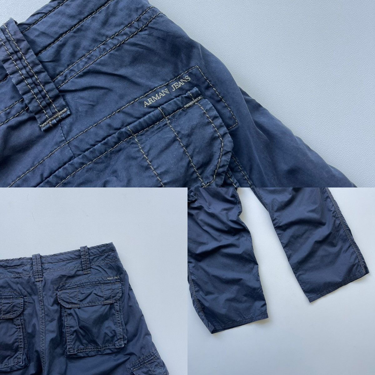 Armani Armani Jeans Vintage Baggy Cargo Pants Blue Rare Y2K Italy Size US 31 - 7 Thumbnail
