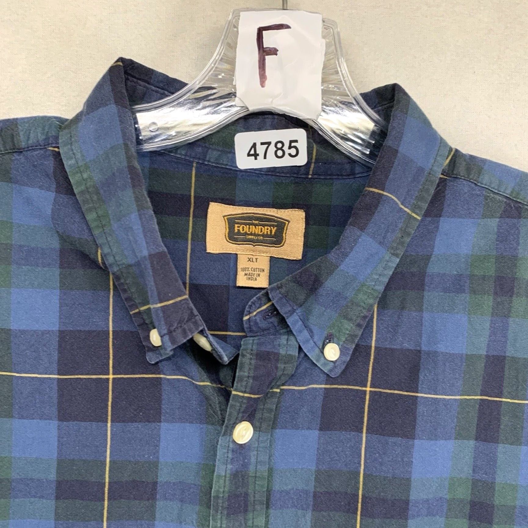Vintage Foundry Supply Co Button-Up Shirt Men XLT Blue Plaid Long Sleeve Big & Tall Outdoor Size US XL / EU 56 / 4 - 4 Thumbnail