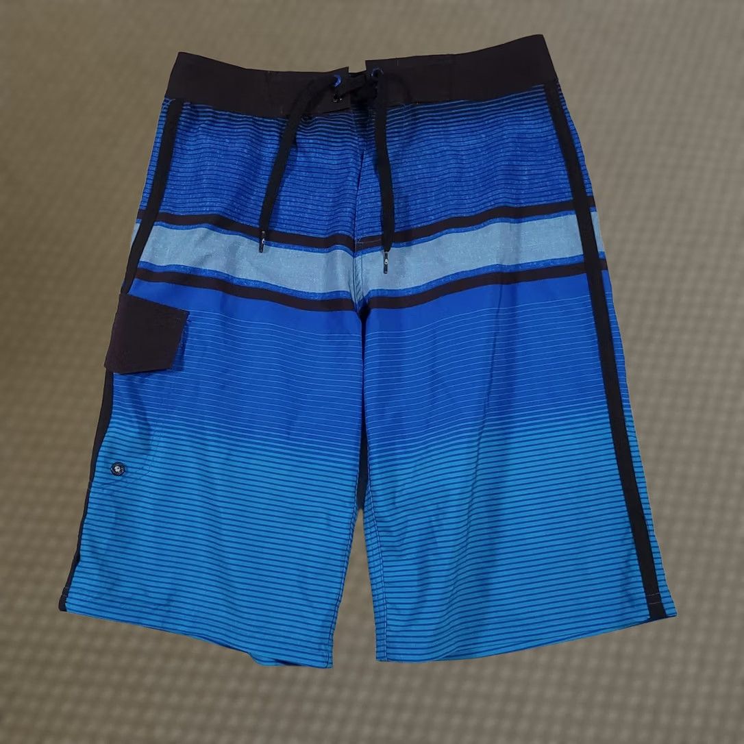 Vintage OP Flex 4-Way Stretch Board Shorts Swim Trunks Mens Size 28 Blue Stripe Size US 28 / EU 44 - 1 Thumbnail