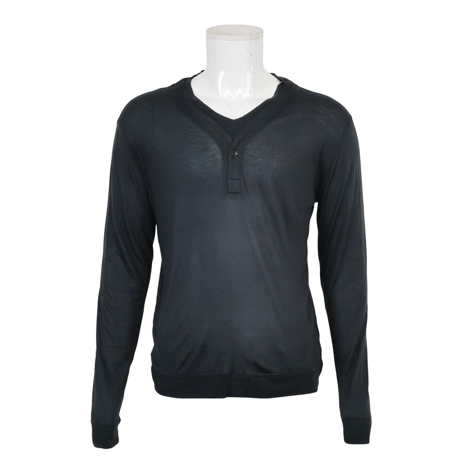 Giorgio Armani Giorgio Armani Cashmere Blend Henley T-Shirt EU 52 Size US L / EU 52-54 / 3 - 1 Thumbnail