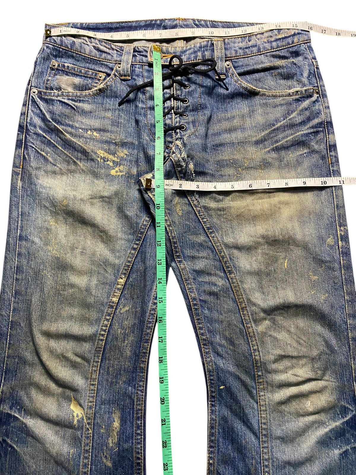 Tornado Mart Tornado Mart Gold Splatter Flare Lace Up Jeans Size US 32 / EU 48 - 19 Thumbnail