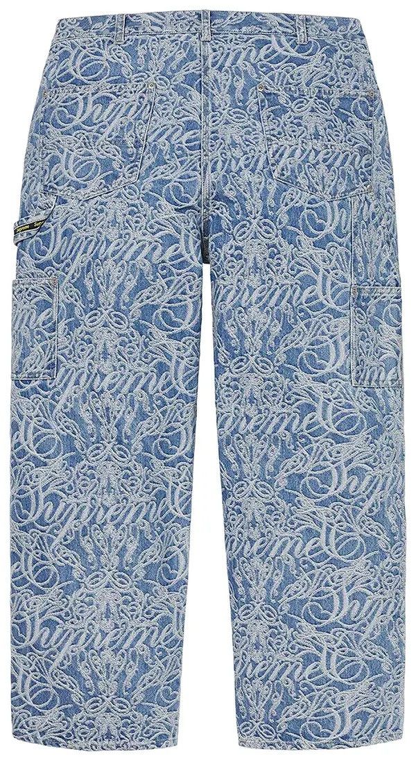 Other Supreme Script Jacquard Double Knee Denim Painter Pant Size 30" / US 8 / IT 44 - 2 Thumbnail
