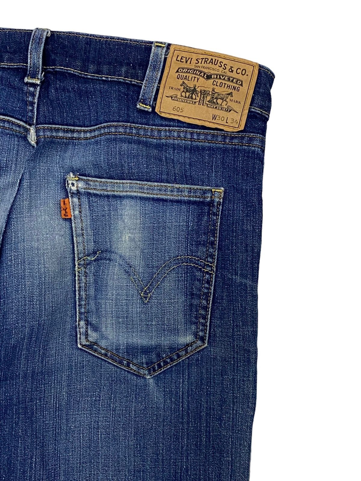 Levi's Levis Big E 605 Orange Tag Distressed Straight Cut Size US 29 - 7 Thumbnail