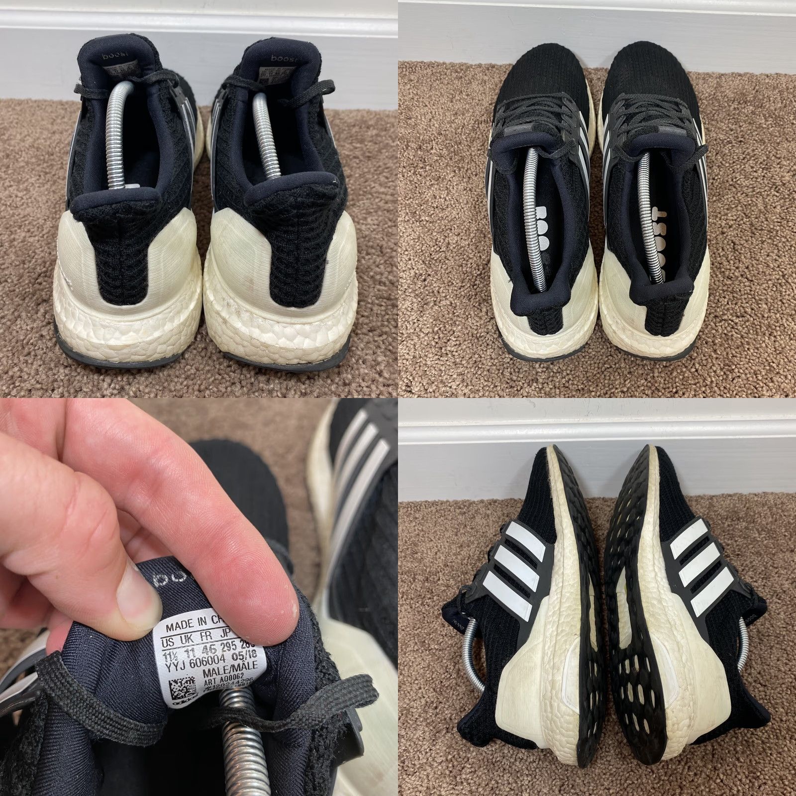 Adidas Adidas UltraBoost 4.0 Show Your Stripes Mens 11.5 Black White 2018 AQ0062 Sneaker Running Jogging Walking Size US 12 / EU 45 - 8 Thumbnail