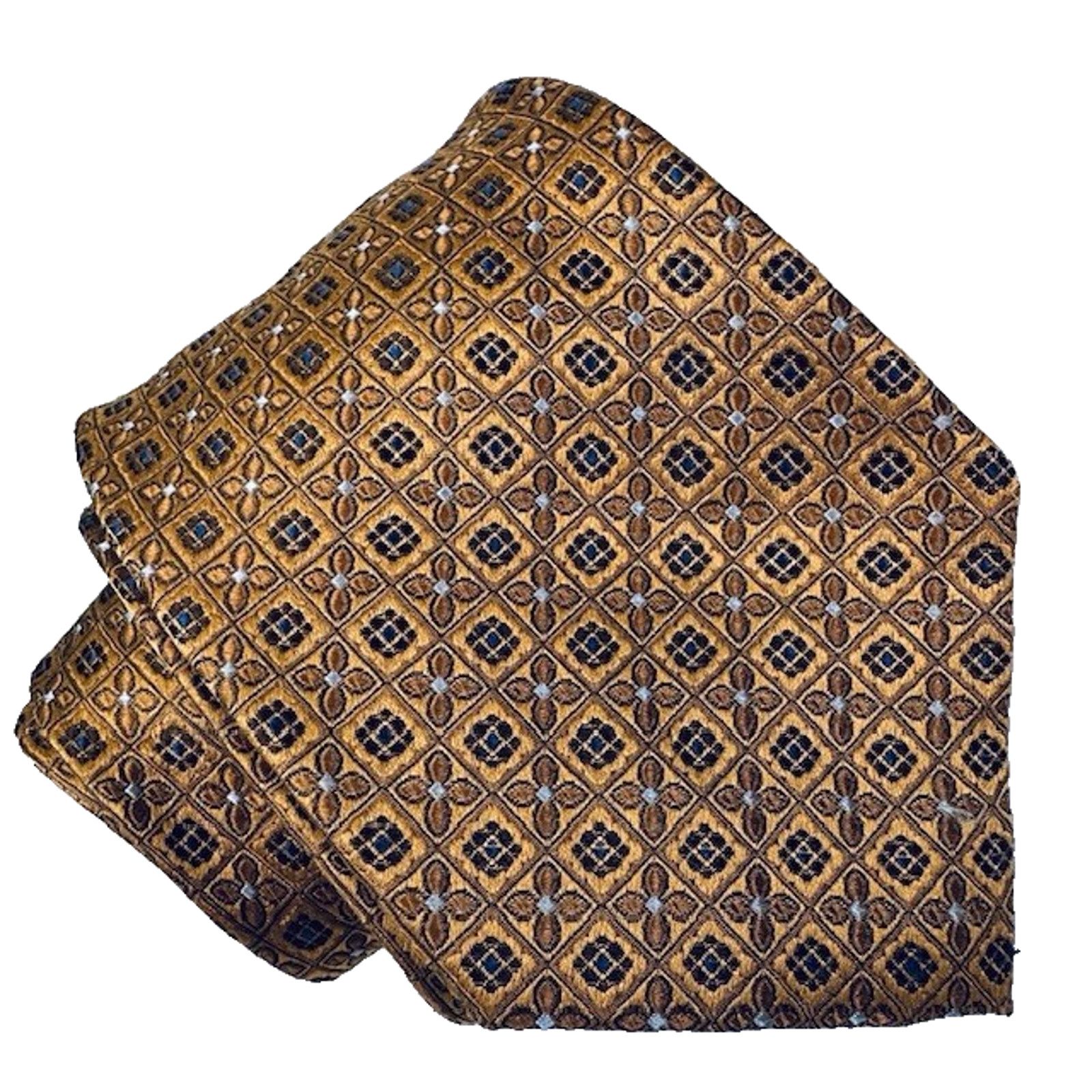 Other Eagle Neck Tie Silk Hand Made Gold Floral Geometric Corpcore Size ONE SIZE - 1 Thumbnail