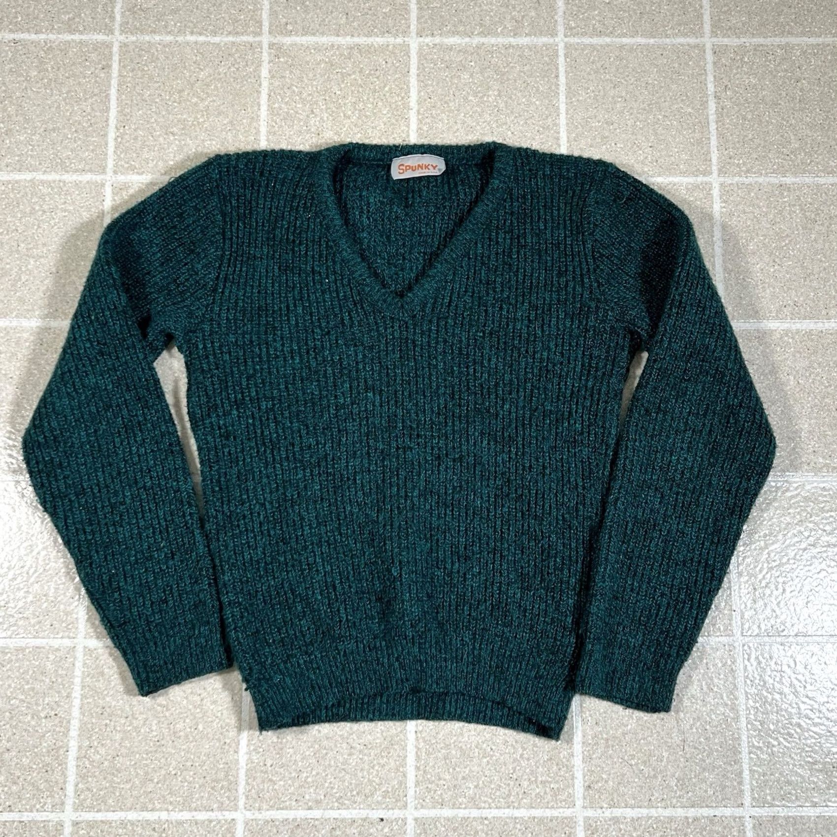 Vintage VINTAGE Spunky Womens 90s V-Neck Knit Aqua Sweater Pullover Size S Size S / US 4 / IT 40 - 2 Thumbnail