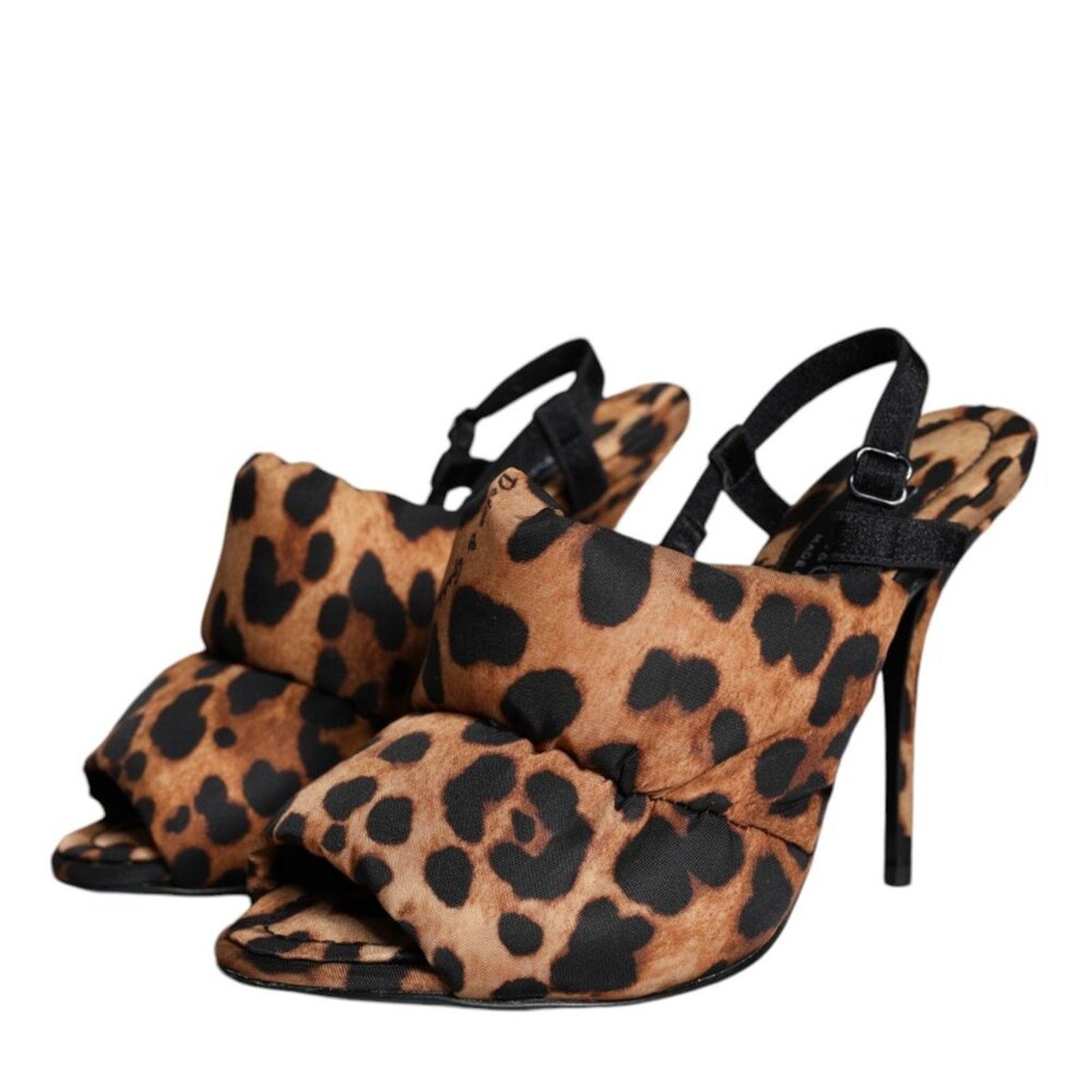 Dolce & Gabbana Keira Brown Leopard Puffy Slingback Heels