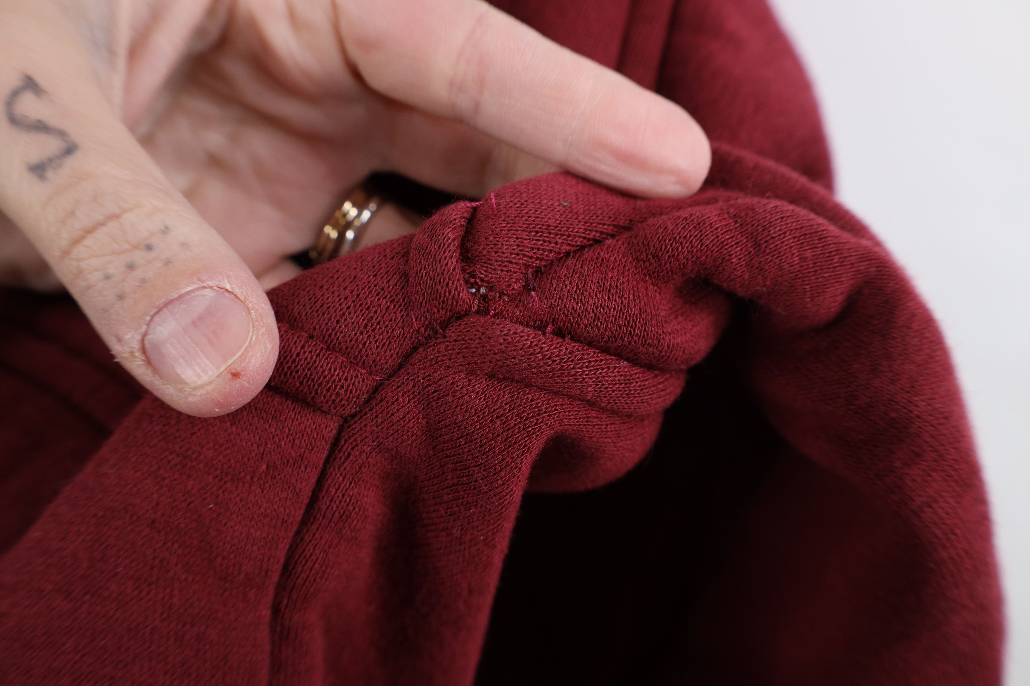 Vintage Vintage 90s Streetwear Thermal Waffle Knit Lined Hoodie Red Size US L / EU 52-54 / 3 - 4 Thumbnail