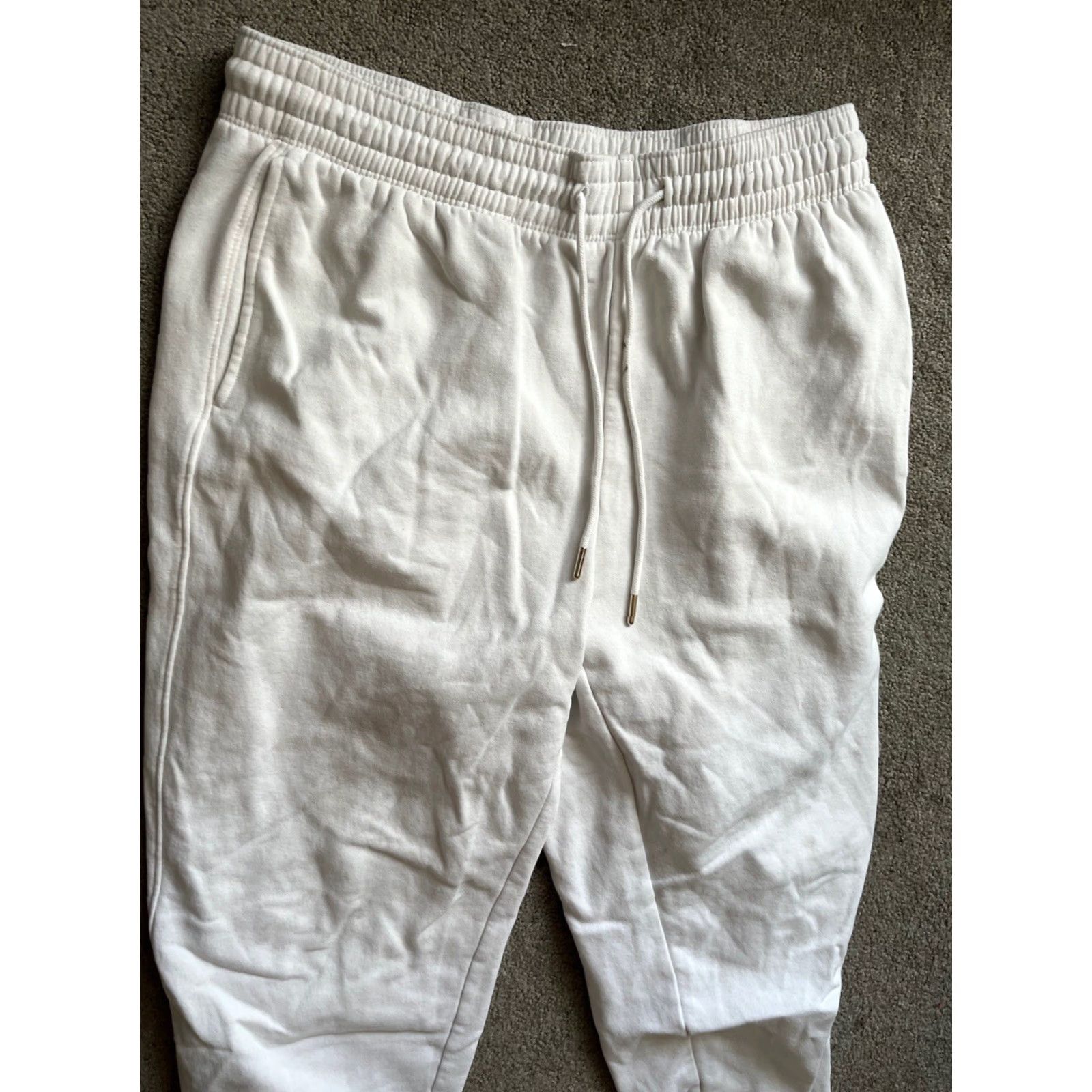 H&M VINTAGE H&M Sweatpants Womens Size Large White Taper Fit Soft Lounge Comfy Casual Size 36" / US 14 / IT 50 - 2 Thumbnail