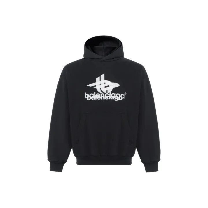 Balenciaga Balenciaga Logo Print Black Hoodie for Men 0079-2507 Size US L / EU 52-54 / 3 - 1 Thumbnail