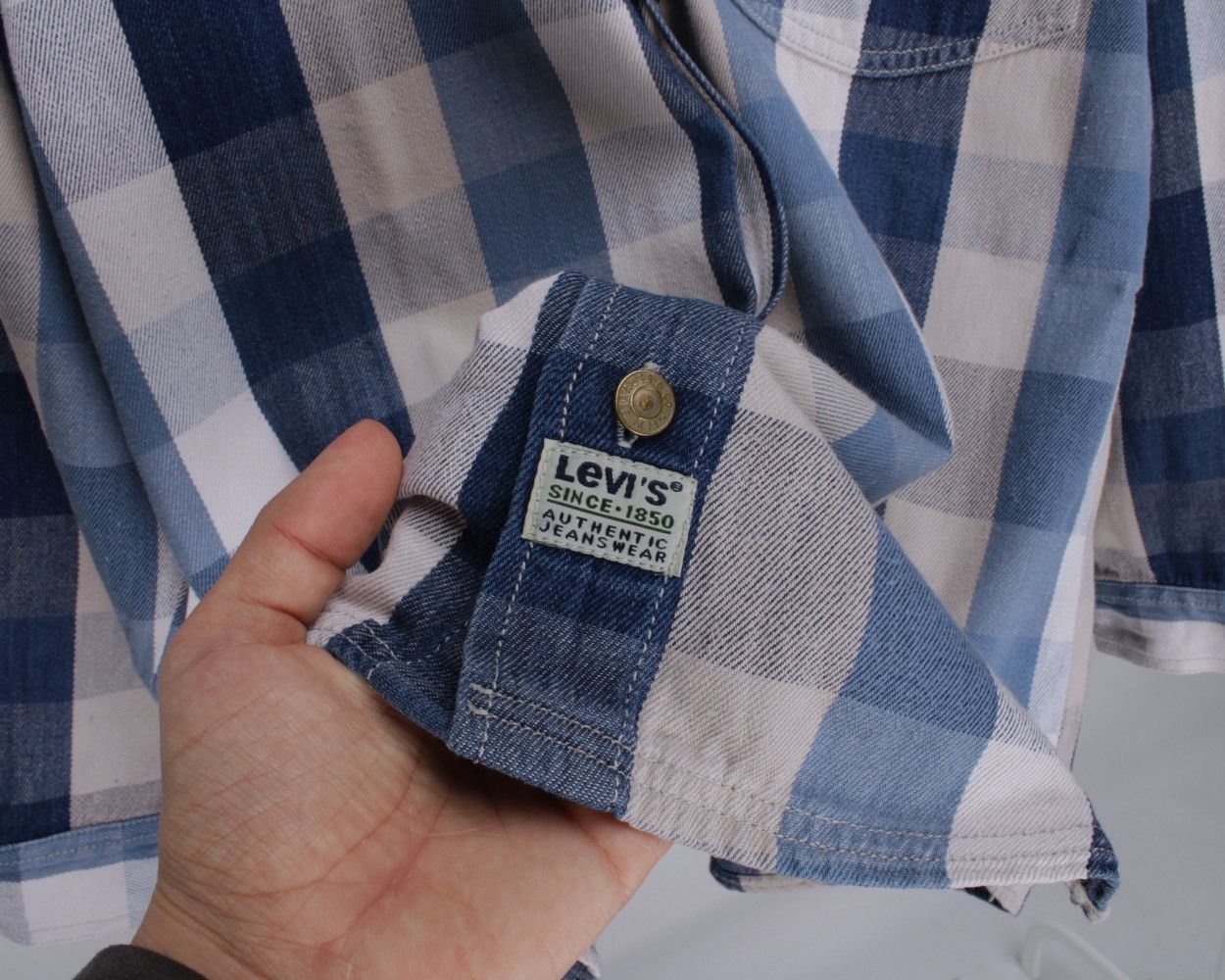 Levi's × Vintage LEVIS Vintage Authentic Plaid Metal Button Silver Tab Shirt Size US L / EU 52-54 / 3 - 4 Thumbnail