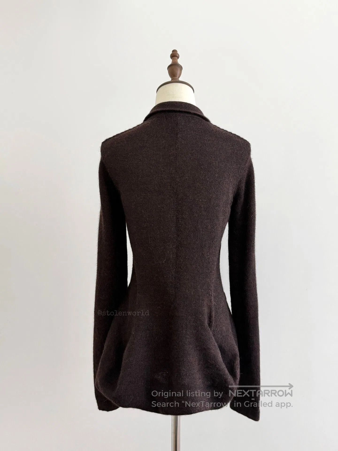 Y's unique brown wool knit cardigan. Size M / US 6-8 / IT 42-44 - 4 Thumbnail
