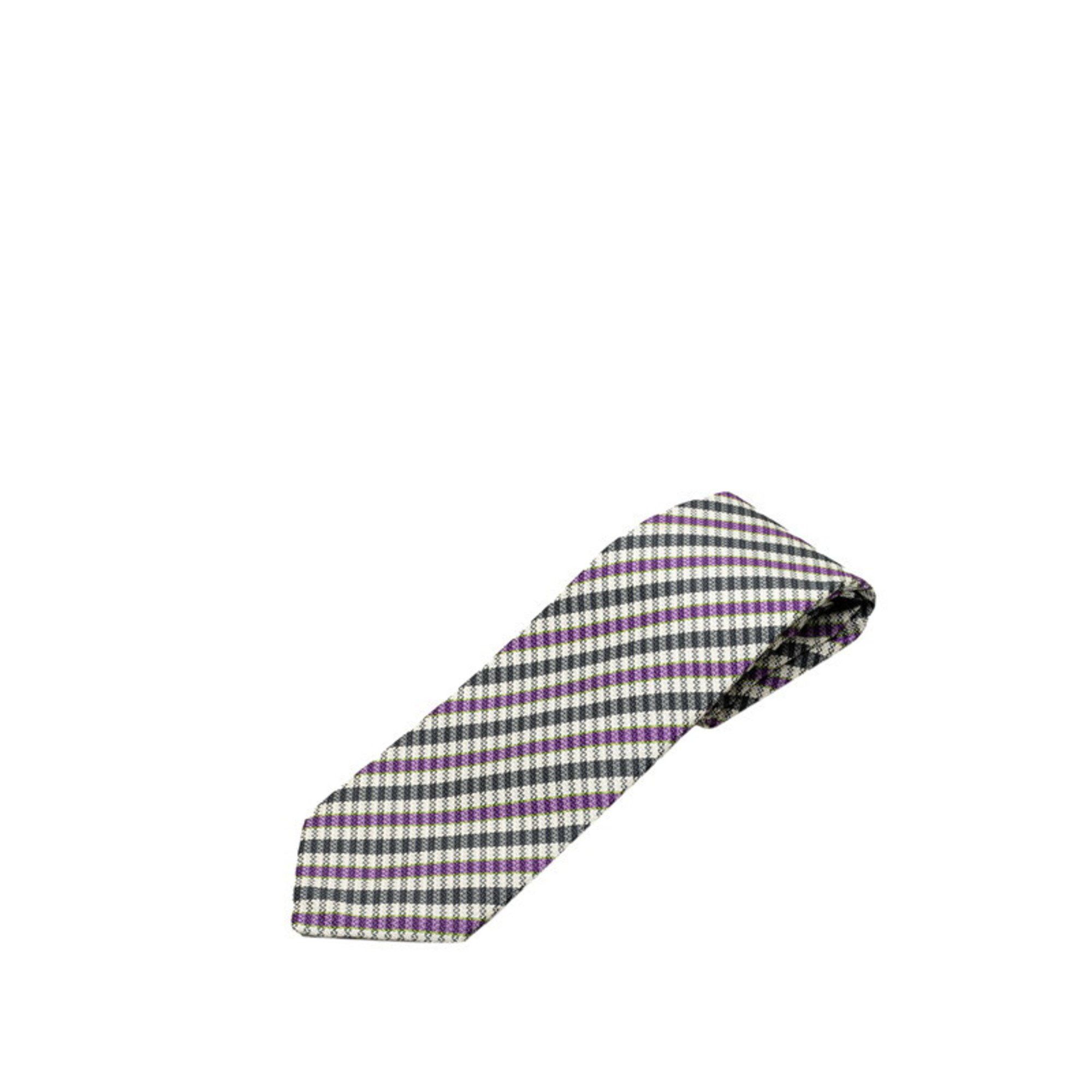 Hermes Hermes Striped Tie Black Purple White Silk Men's HERMES Size ONE SIZE - 1 Thumbnail