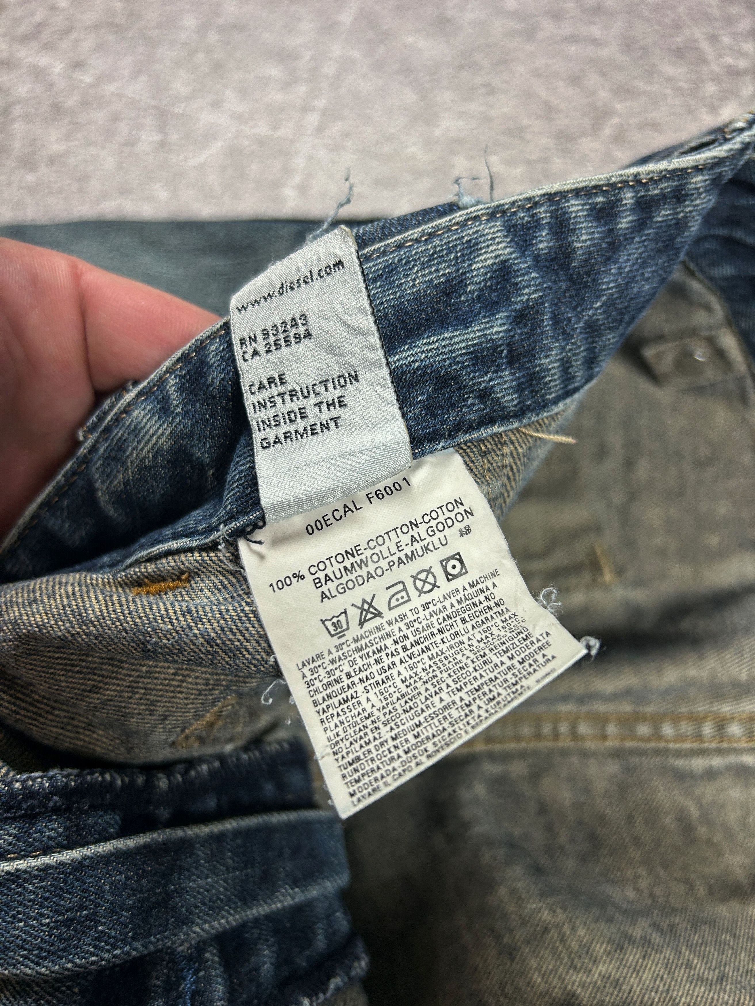Diesel Distressed Wide Leg Denim Jeans Vintage Wash Grunge Style Size US 32 / EU 48 - 10 Thumbnail
