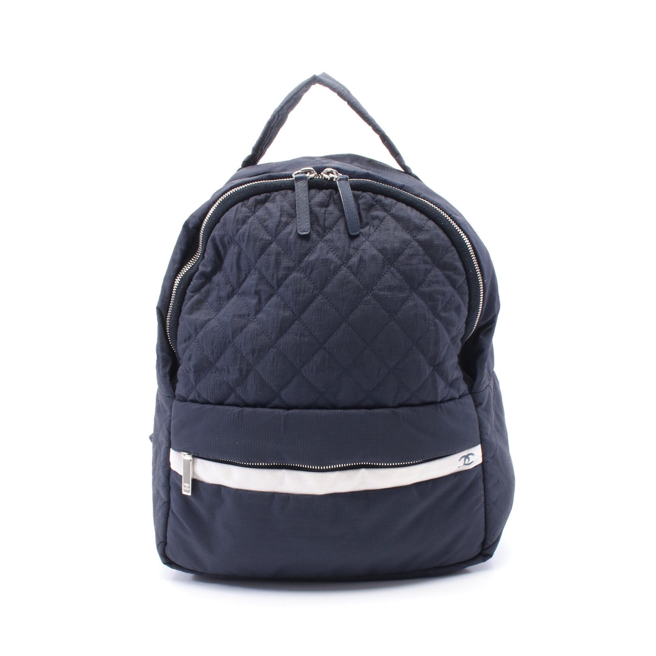 Chanel Chanel Matelasse Backpack Rucksack Nylon Leather Navy White Silver Hardware Size ONE SIZE - 1 Thumbnail