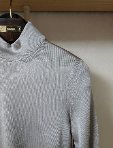 Tom Ford o1sm1stk0824 Pure Silk Mockneck Sweater in Grey Size US L / EU 52-54 / 3 - 2 Thumbnail