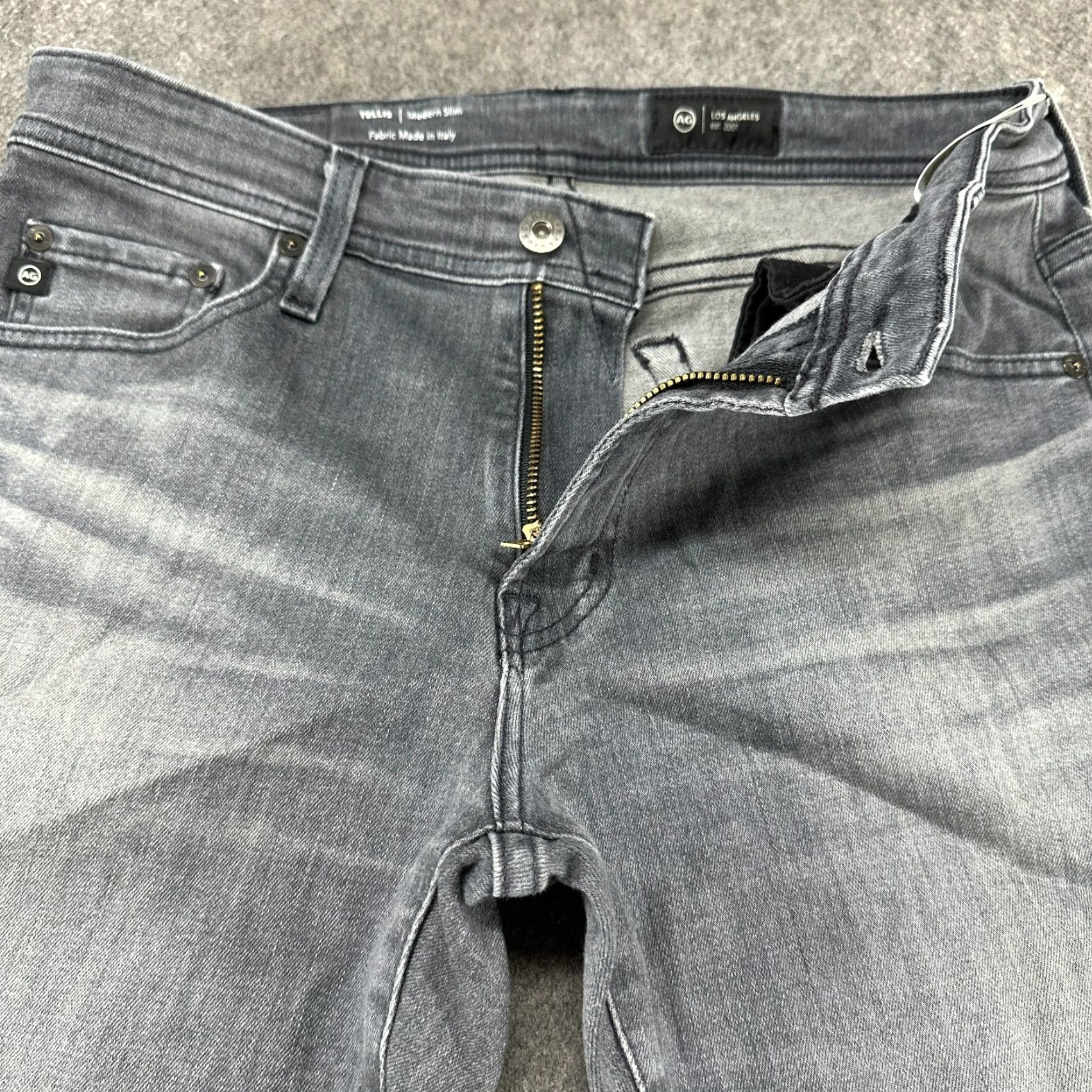 Vintage AG Jeans Mens 30x34 Denim Slim Straight Light Wash 5-Pocket Stretch Gray Cotton AG Adriano Goldschmied Jeans Mens Regular Fit Grunge Tapered? No. Size US 30 / EU 46 - 2 Thumbnail