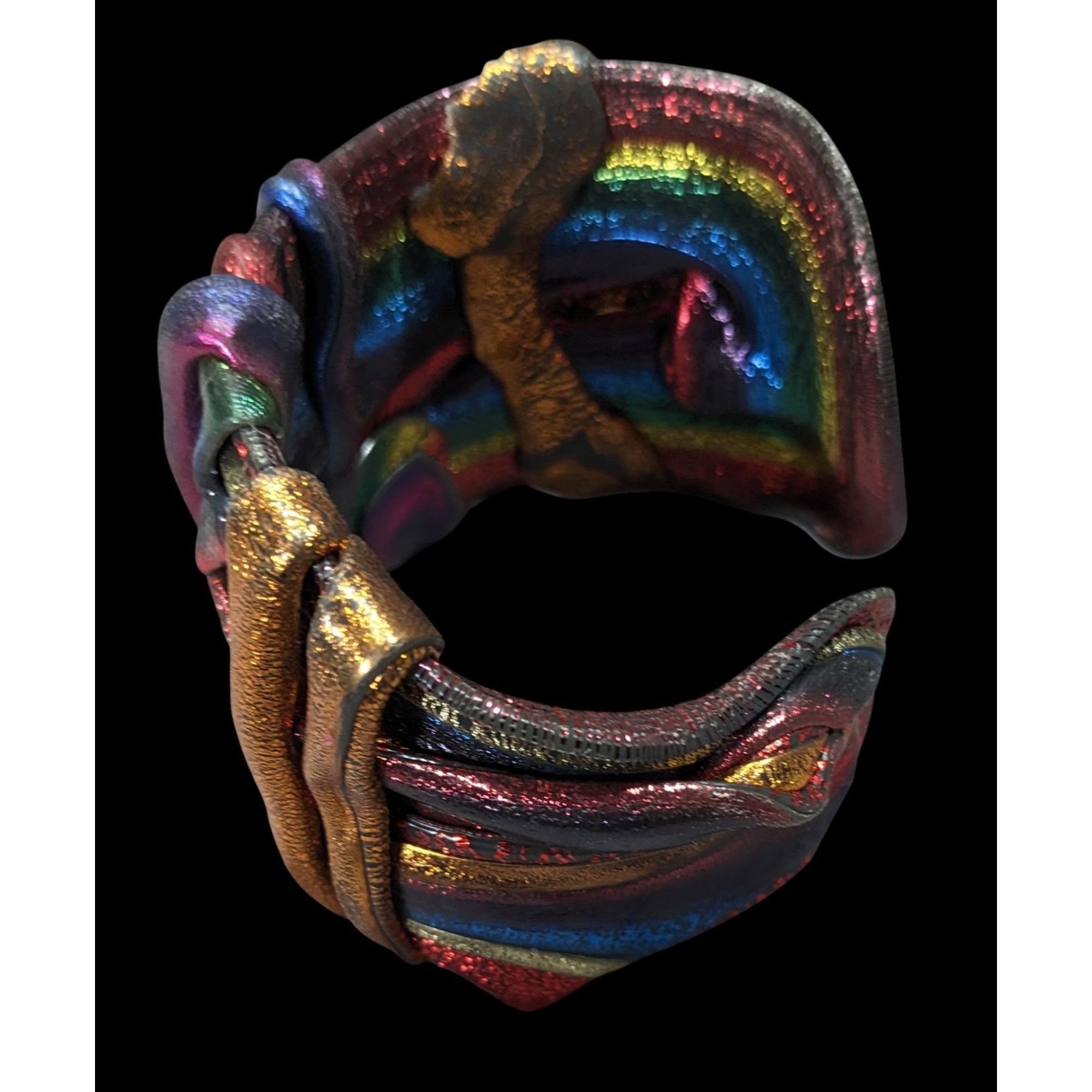 Handmade Handcrafted Metallic Rainbow Swirl Artisan Cuff Bracelet Wea Size ONE SIZE - 2 Thumbnail