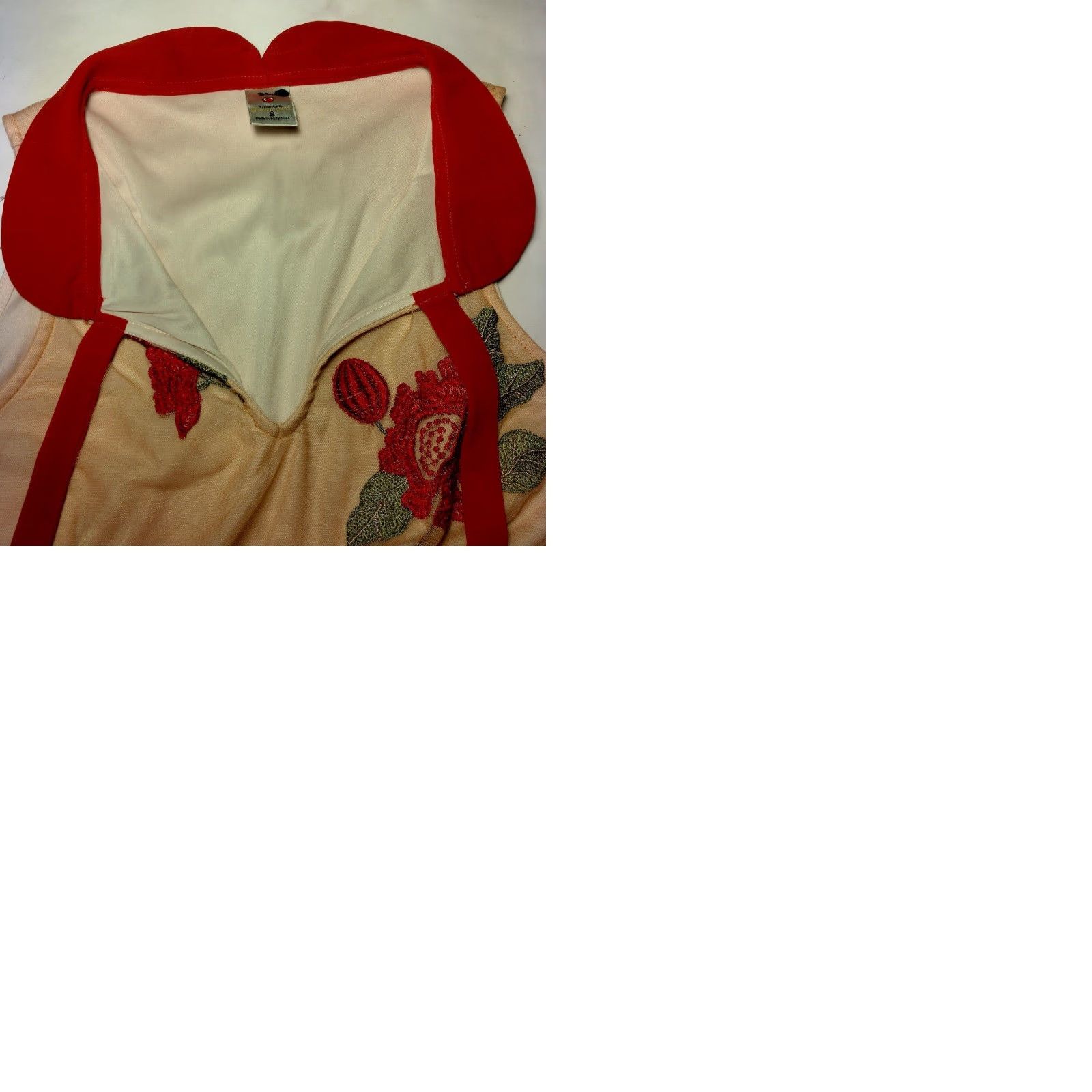 Disney Disney Lauren Conrad Snow White Shirt Small Peach Sleeveless Sheer Red Flowers Size S / US 4 / IT 40 - 10 Thumbnail